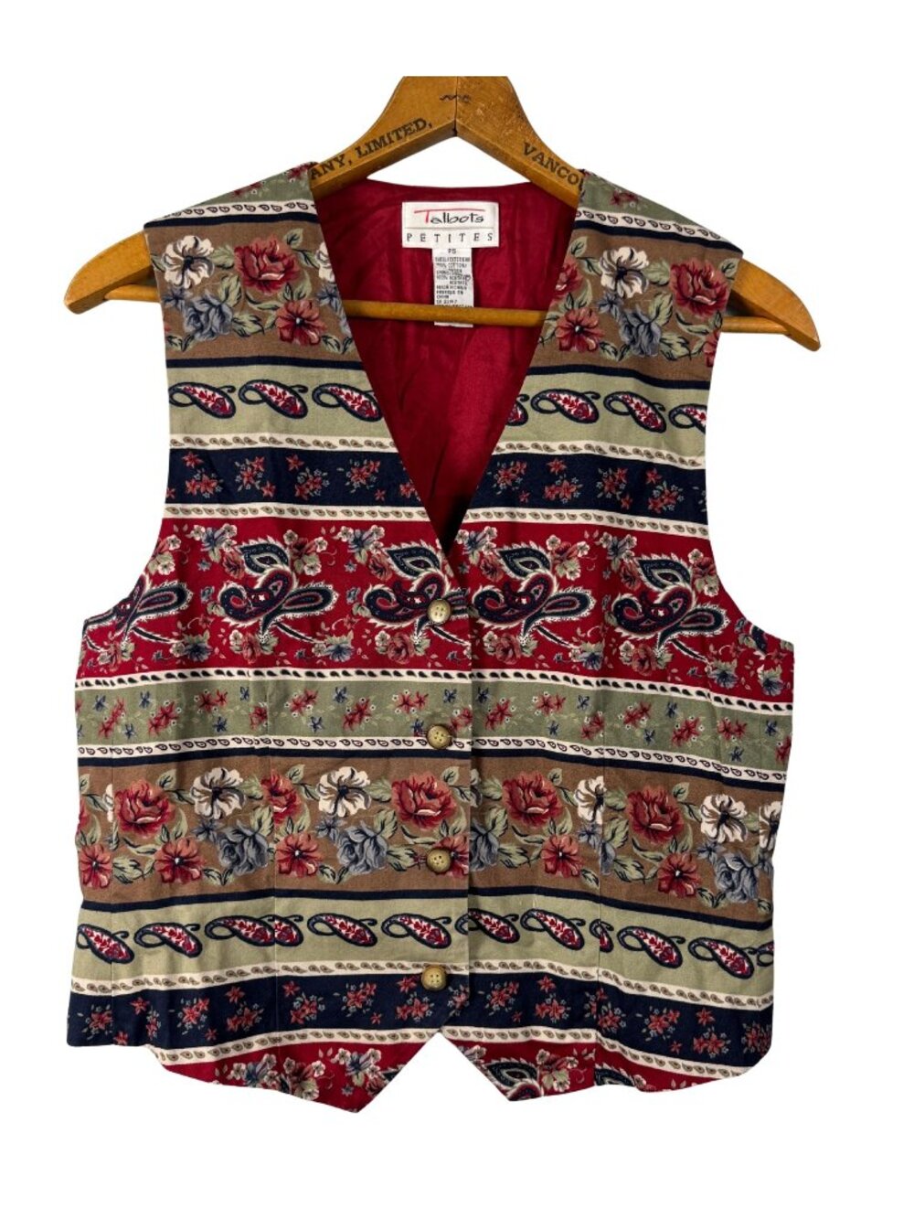 Vintage 90s Paisley Patchwork Cotton Vest Petite Small | Boho Western Indie